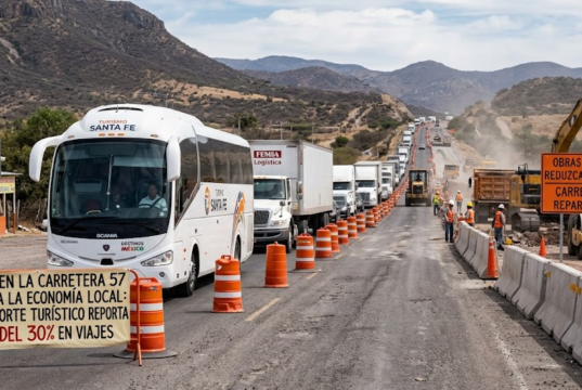 Obras en la Carretera 57 pegan a la economía local: transporte turístico reporta caída del 30% en viajes